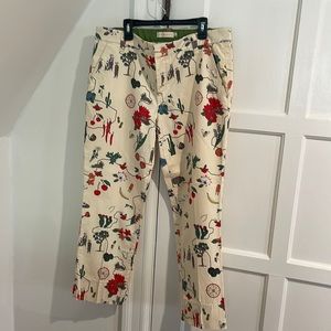 Size 29 Tory Burch cream printed pants